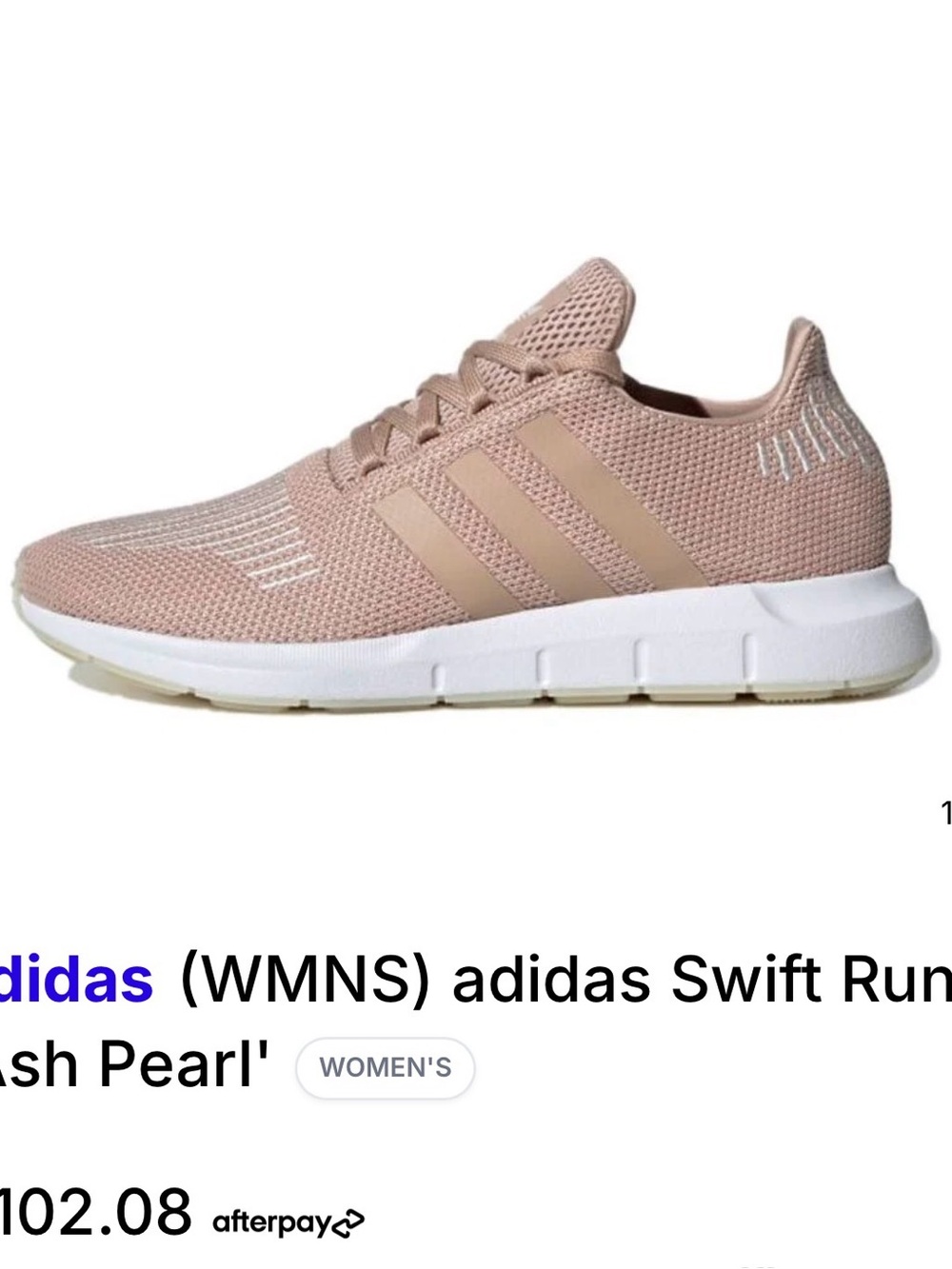 Adidas Women's Sneakers Swift Run in Ash Pearl Size 7.5 NWT